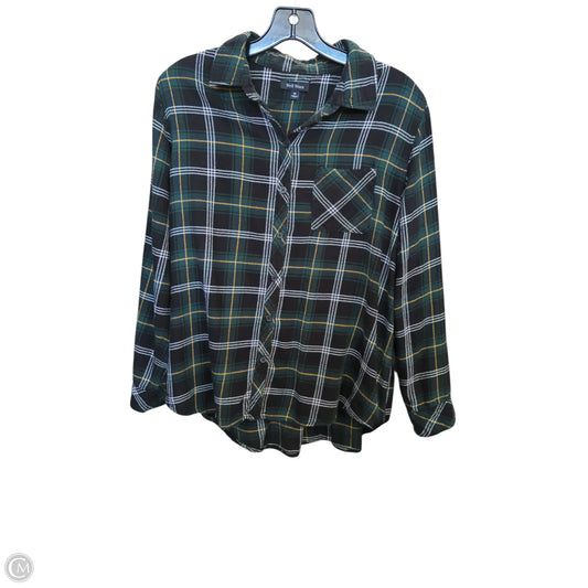 Blouse Long Sleeve By Well Worn In Plaid Pattern, Size: M