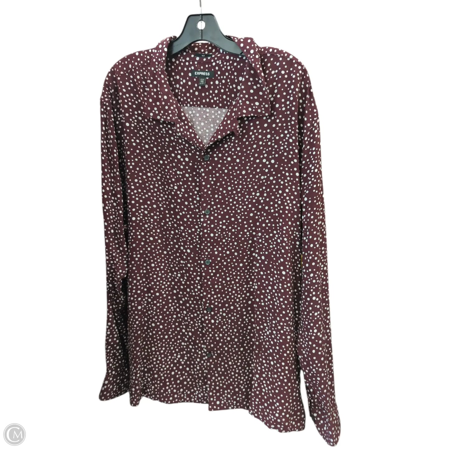Blouse Long Sleeve By Express In Polkadot Pattern, Size: Xxl