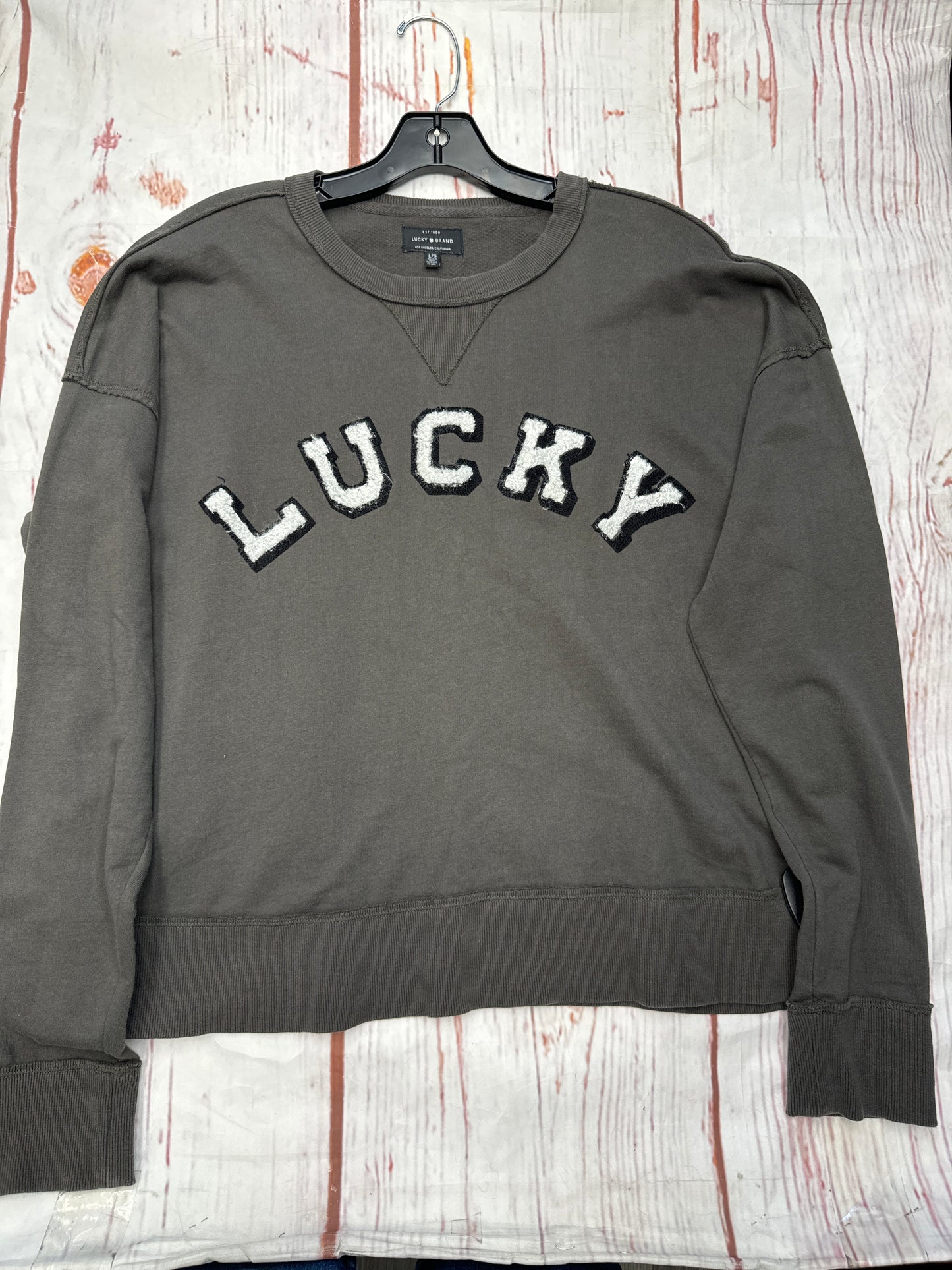 Sweatshirt Crewneck By Lucky Brand In Grey, Size: L