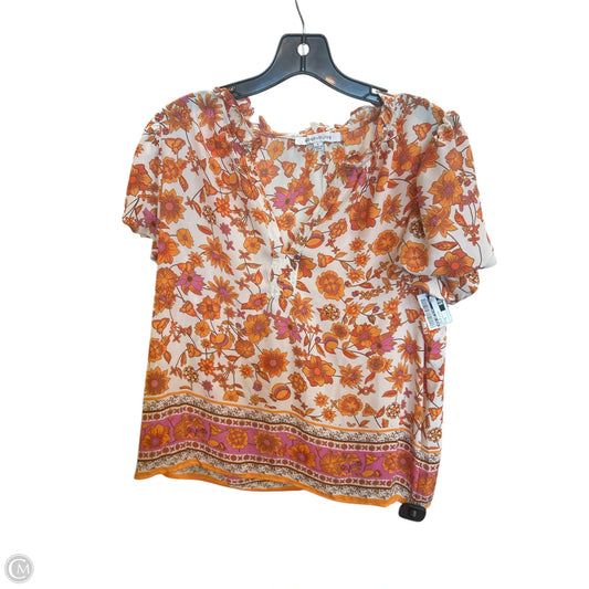 Top Short Sleeve By Rose And Olive In Orange & Pink, Size: S