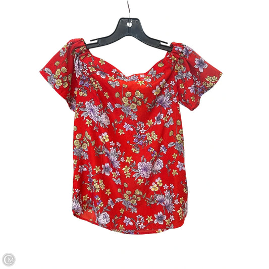 Top Short Sleeve By Monteau In Floral, Size: S