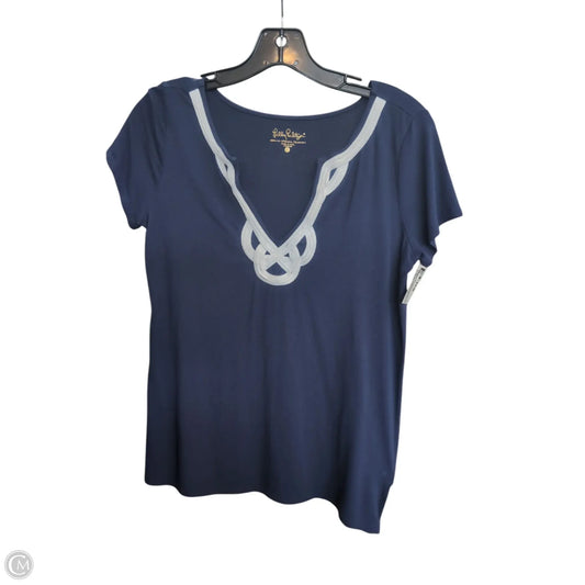 Top Short Sleeve Designer By Lilly Pulitzer In Navy, Size: S