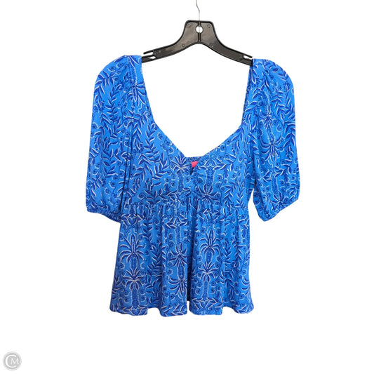Top Short Sleeve Designer By Lilly Pulitzer In Blue, Size: S