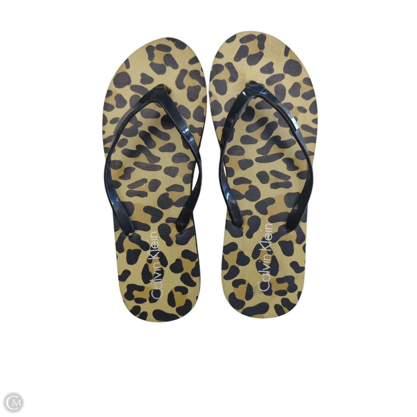 Sandals Flip Flops By Calvin Klein In Animal Print, Size: 9