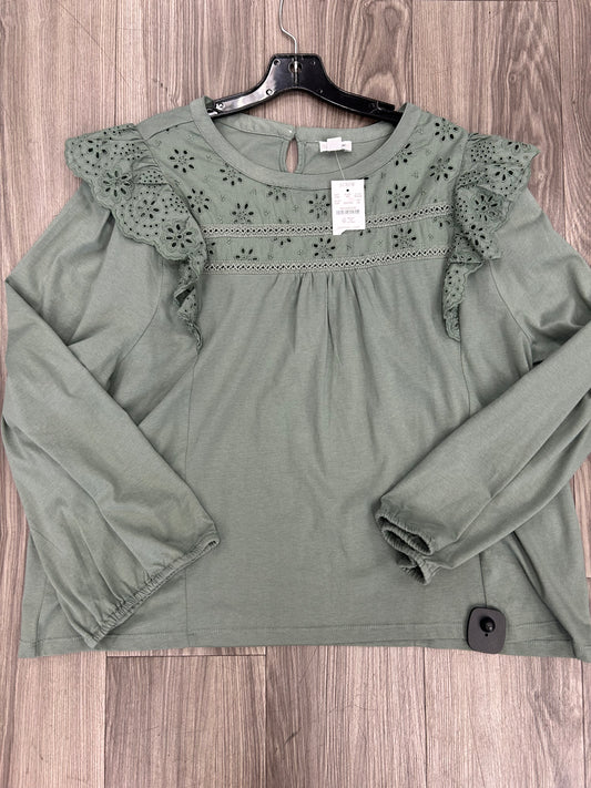 Top Long Sleeve By J Crew O In Sage, Size: 2x