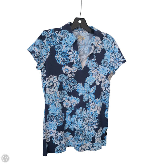 Top Short Sleeve Designer By Lilly Pulitzer In Blue, Size: M