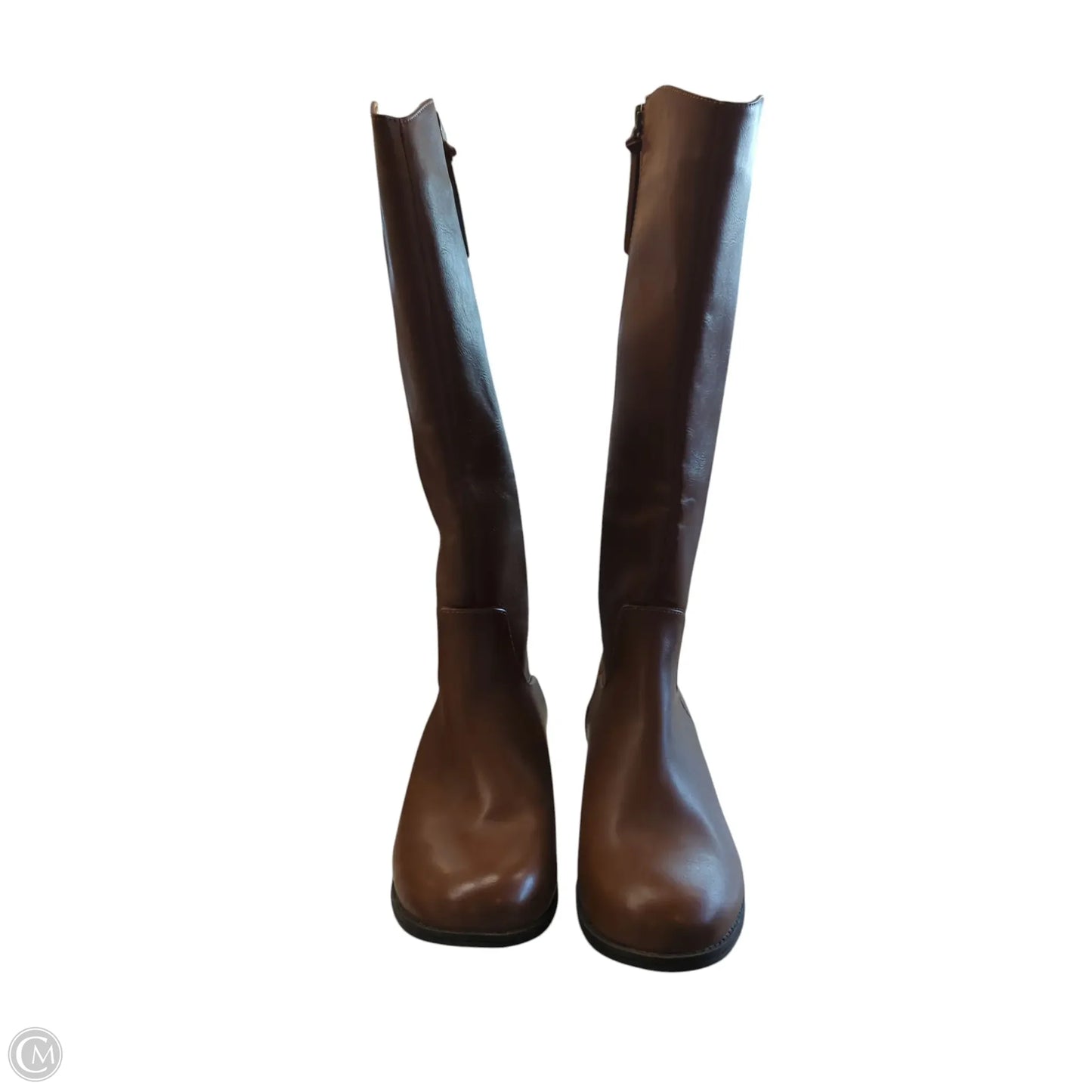 Boots Knee Flats By Clothes Mentor In Brown, Size: 10
