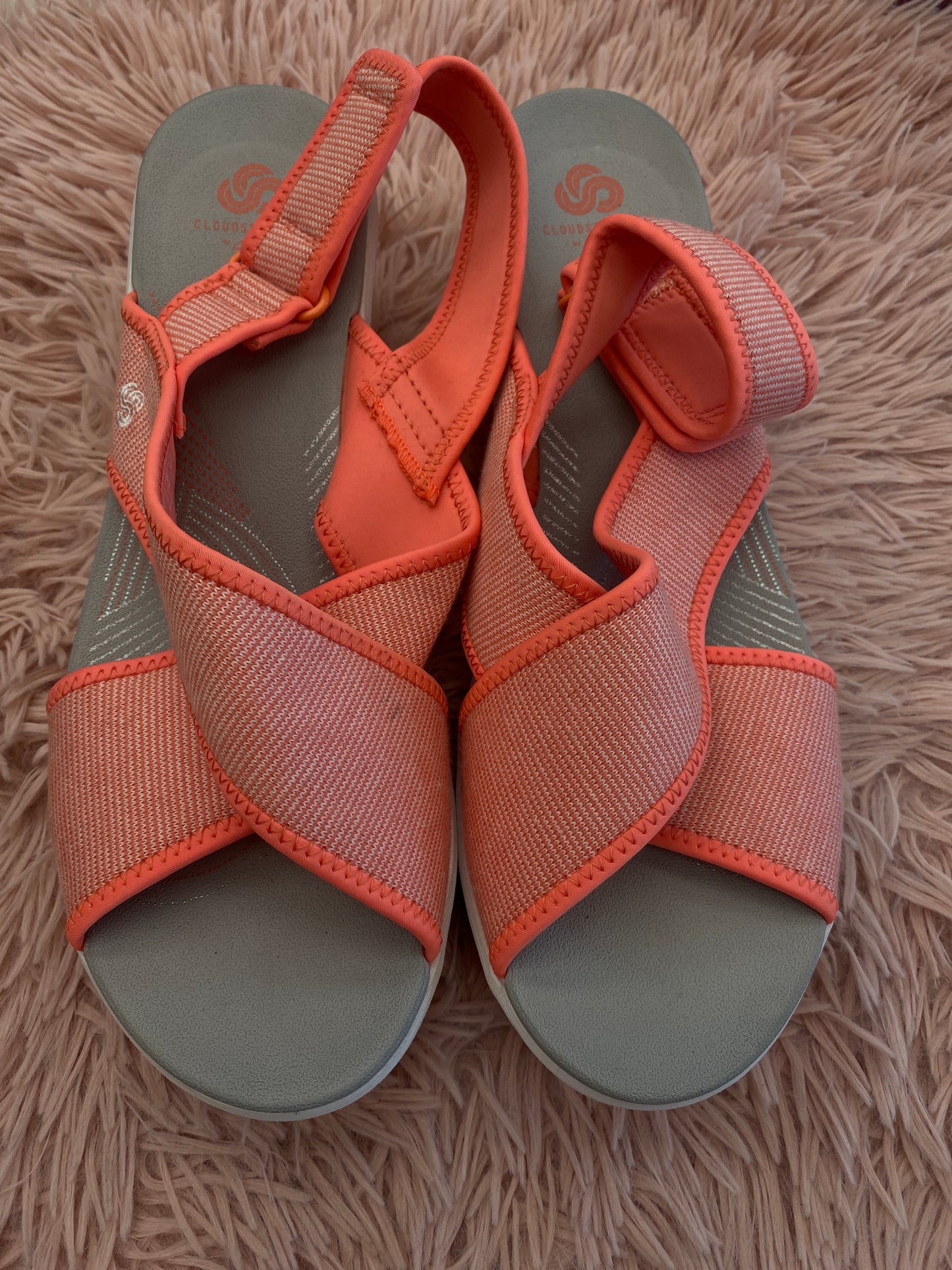 Sandals Heels Wedge By Clarks In Coral, Size: 12