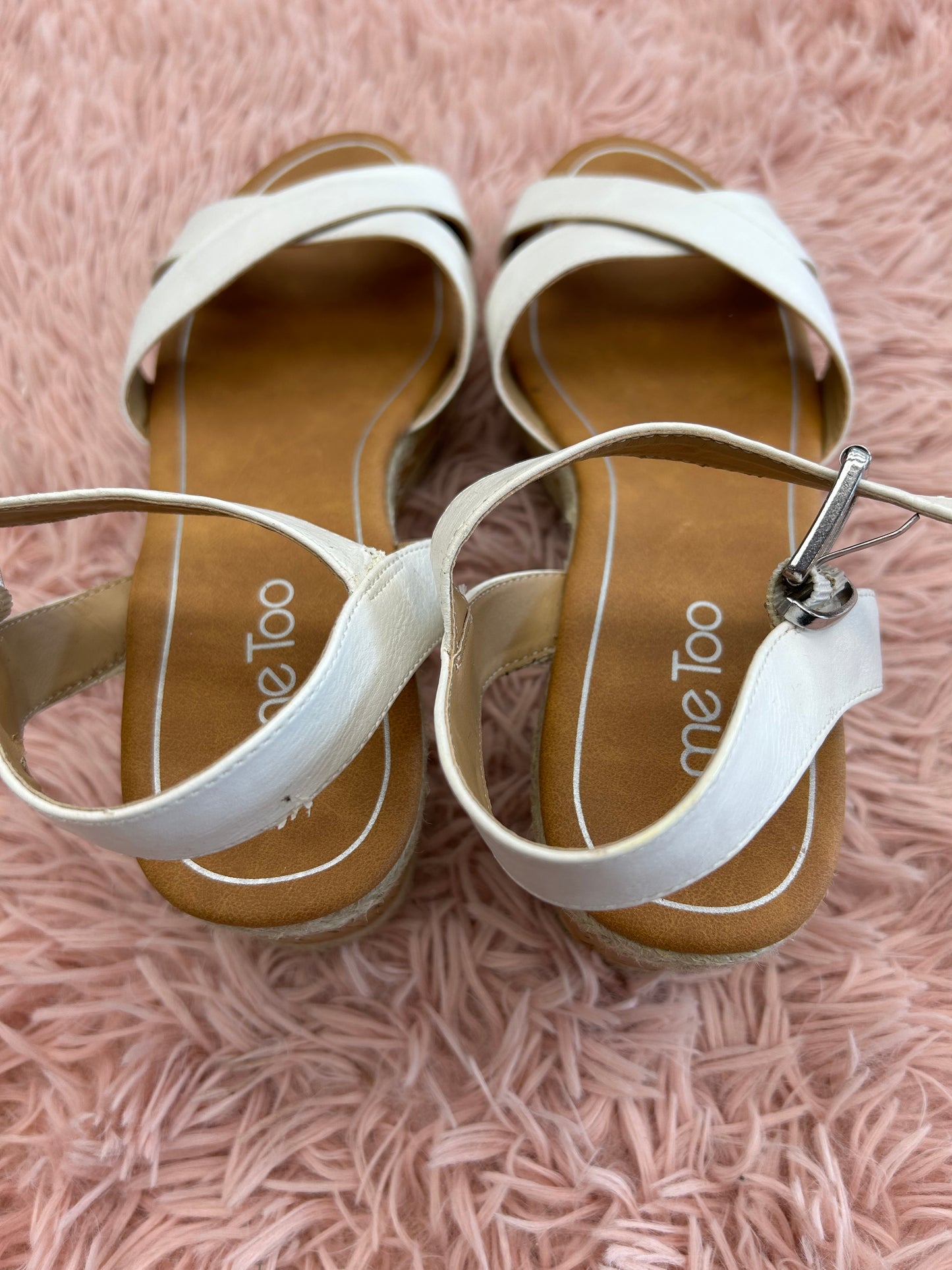 Sandals Heels Wedge By Me Too In White, Size: 8