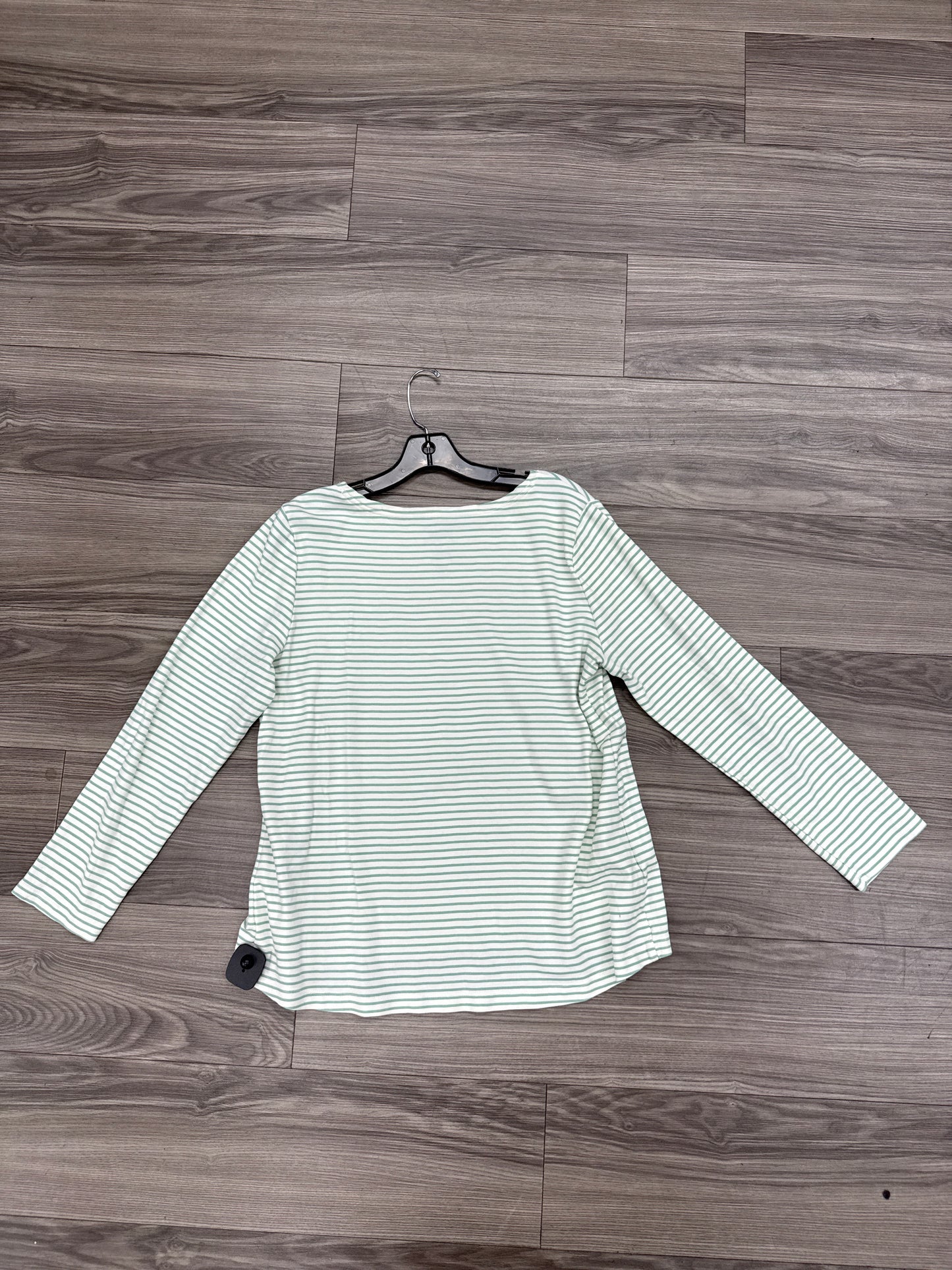 Top Long Sleeve By Croft And Barrow In Green White, Size: L