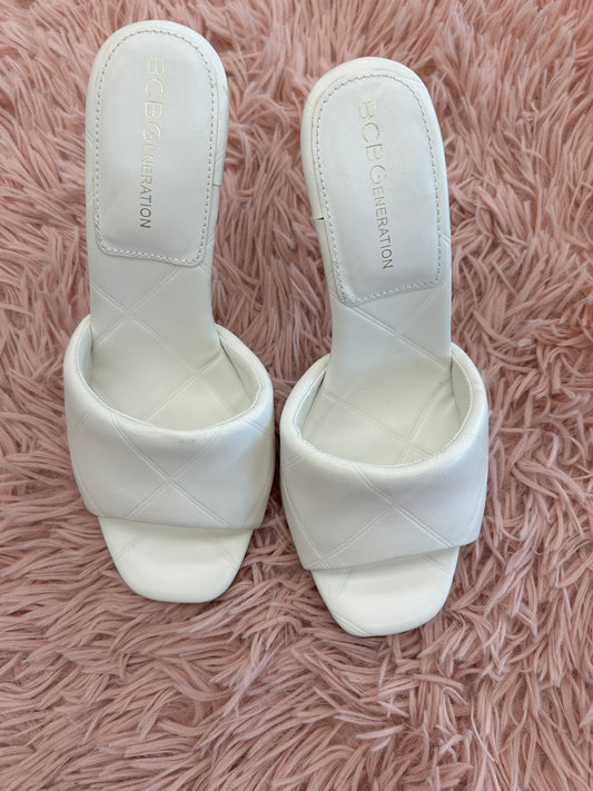 Sandals Heels Stiletto By Bcbg In White, Size: 6.5