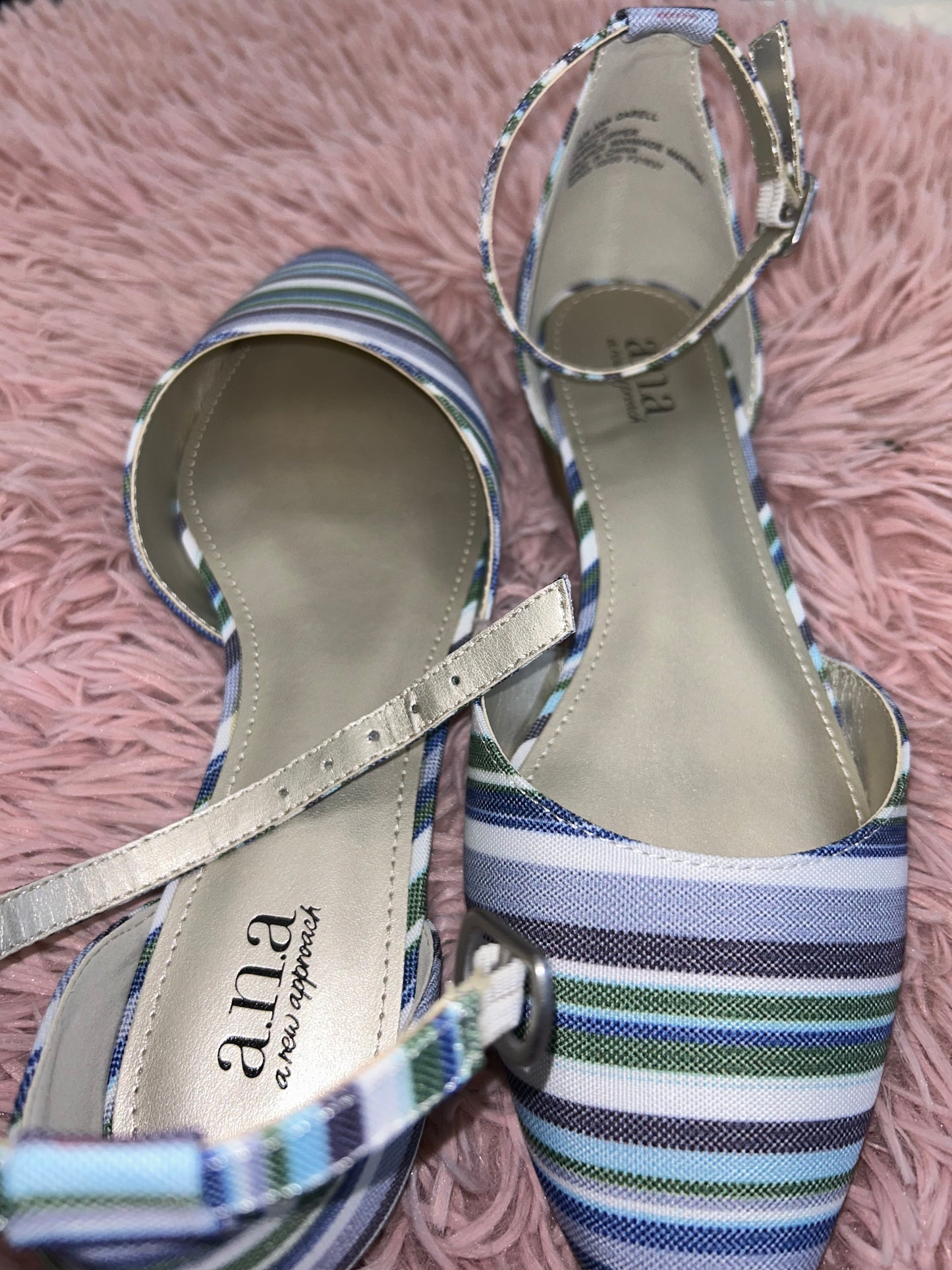 Blue Green Shoes Flats Ballet Ana, Size 7.5