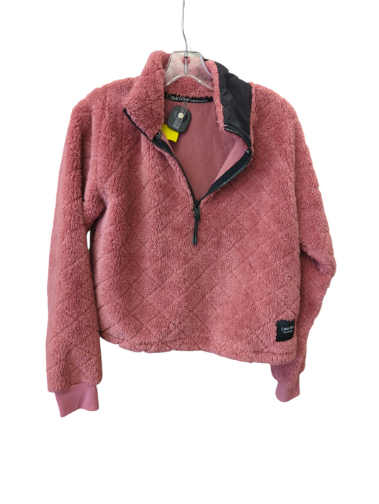 Top Long Sleeve Fleece Pullover By Calvin Klein In Raspberry, Size: M