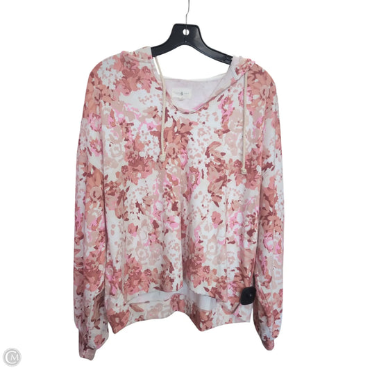 Sweatshirt Hoodie By Lou And Grey In Pink & White, Size: M