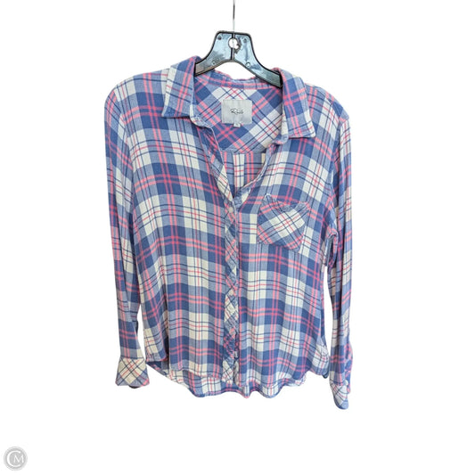 Top Long Sleeve By Rails In Plaid Pattern, Size: M