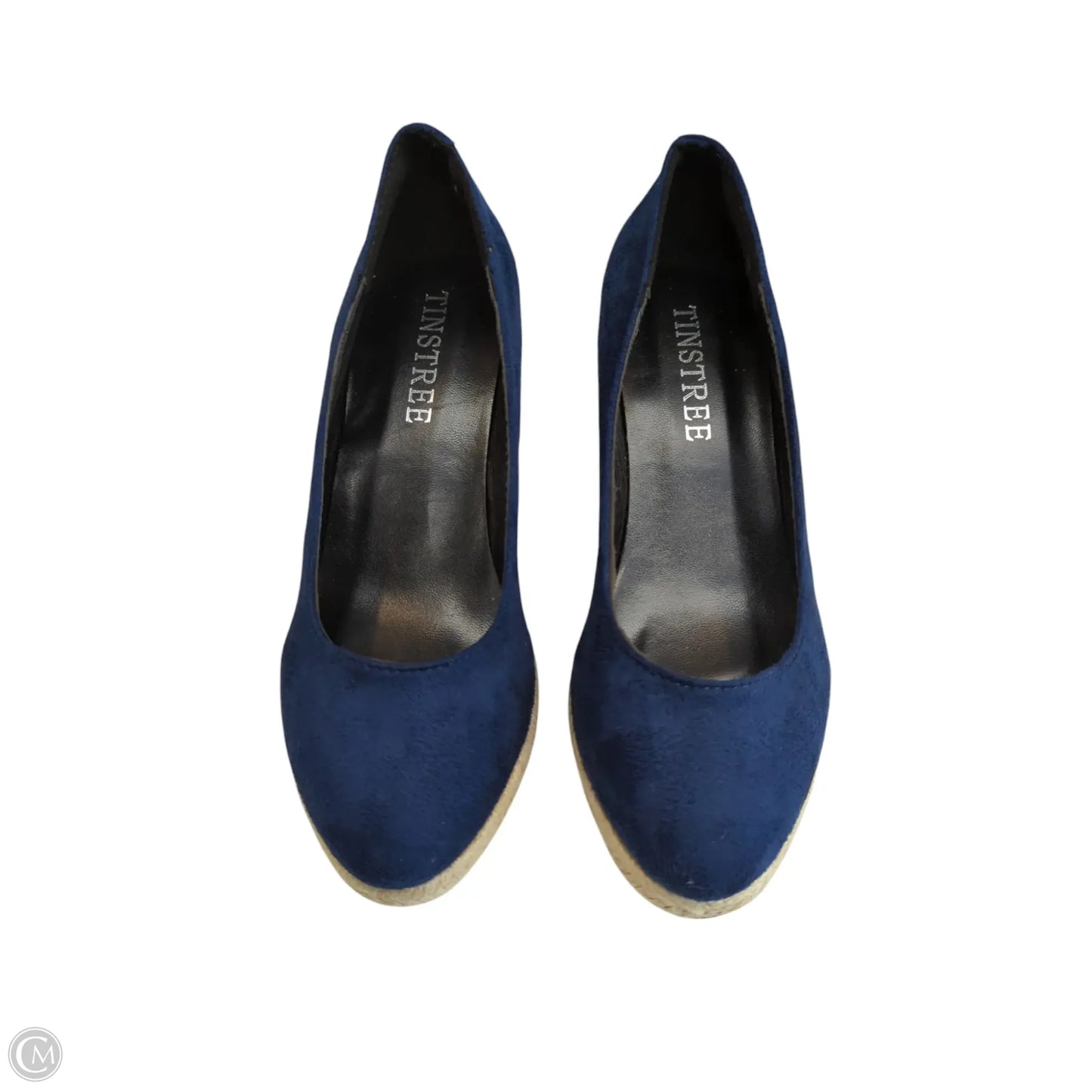 Shoes Heels Wedge By Clothes Mentor In Blue & Cream, Size: 7