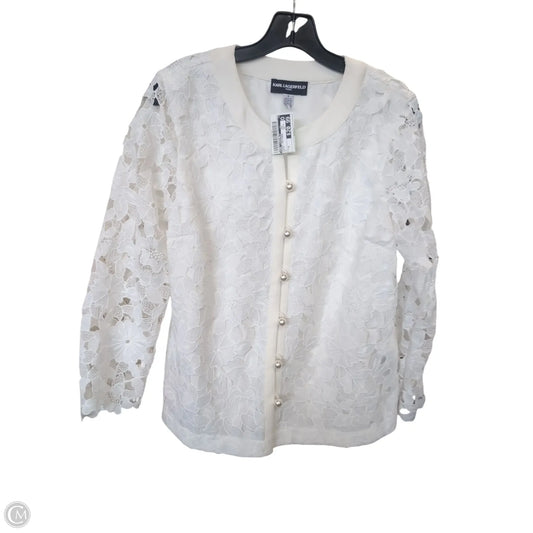 Jacket Designer By Karl Lagerfeld In White, Size: 6