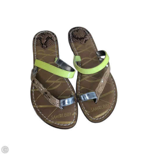 Sandals Flip Flops By Sam And Libby In Brown & Green, Size: 6