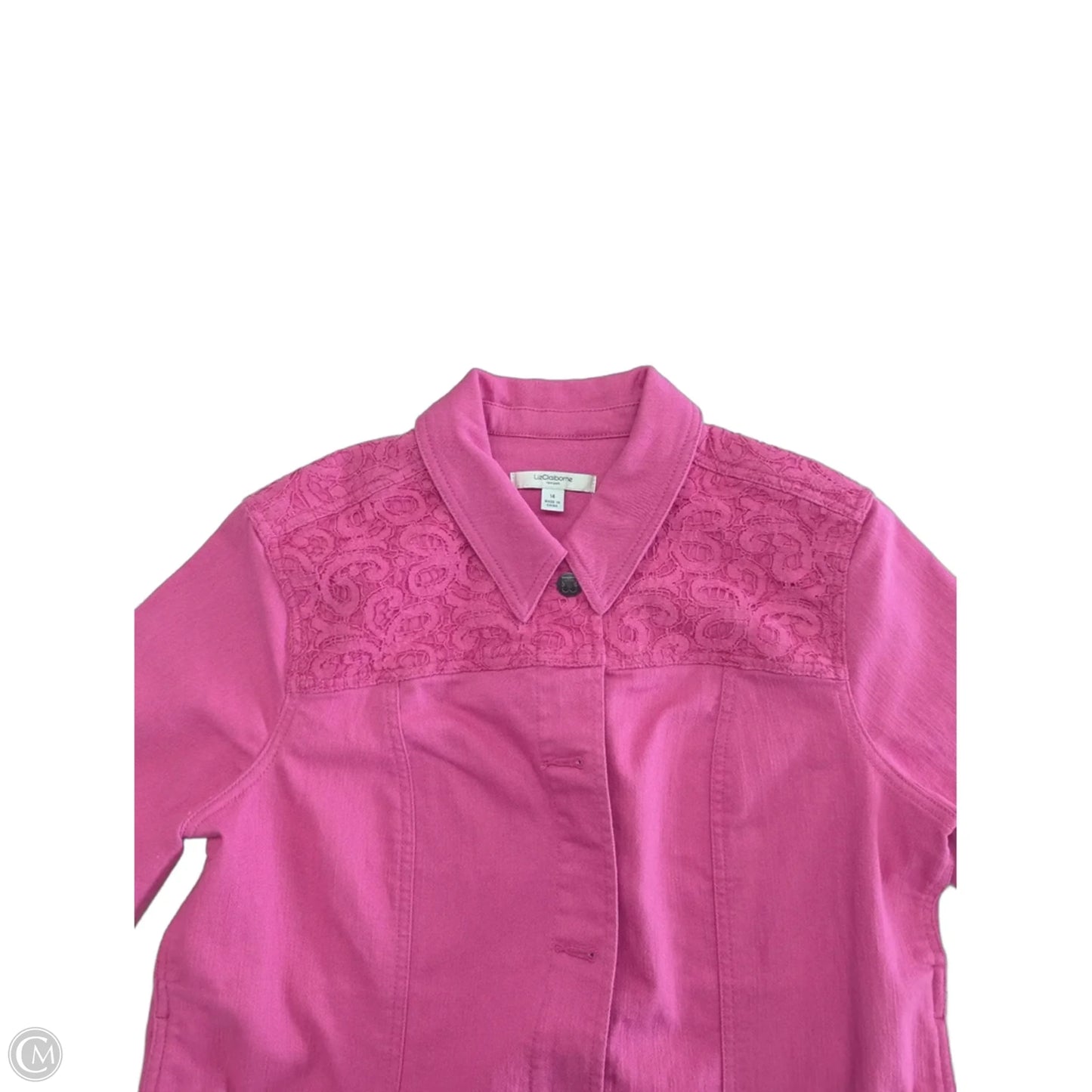 Jacket Denim By Liz Claiborne In Pink Denim, Size: L