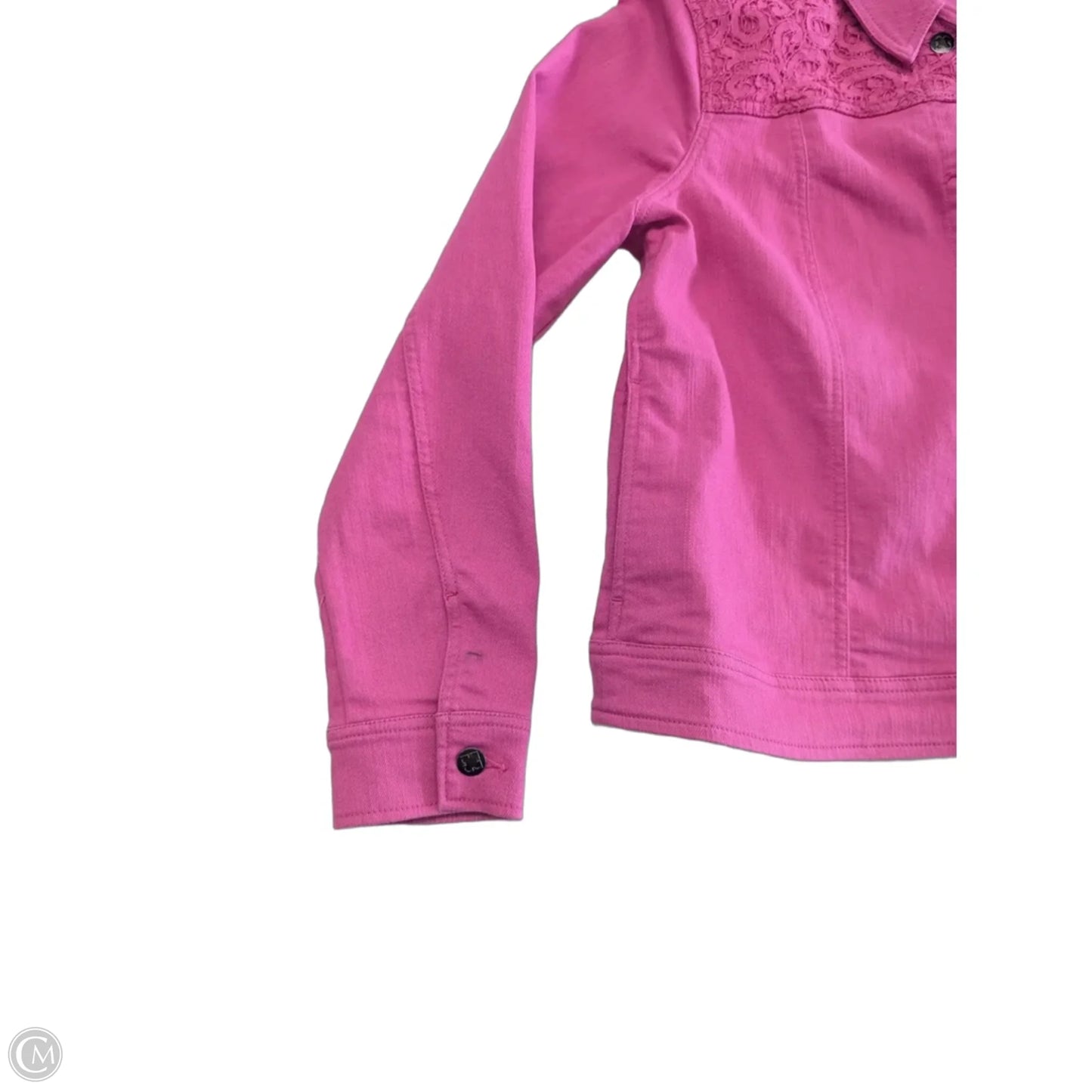 Jacket Denim By Liz Claiborne In Pink Denim, Size: L