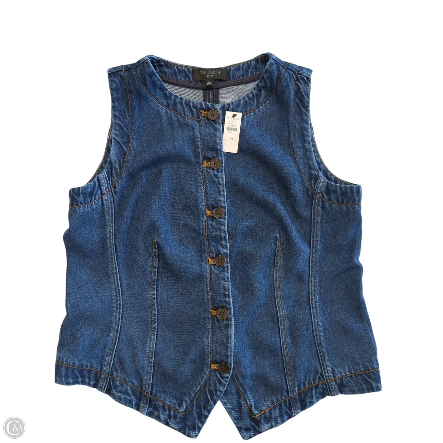 Vest Other By Talbots In Blue Denim, Size: Mp