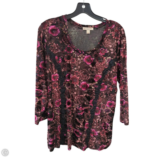 Top 3/4 Sleeve By Clothes Mentor In Black & Purple, Size: L