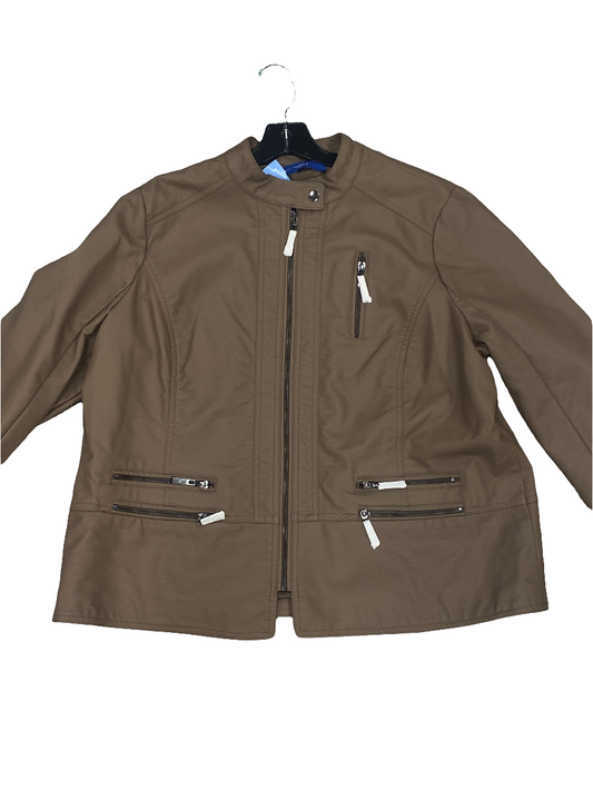 Jacket Moto By Apt 9 In Brown, Size: Xxl