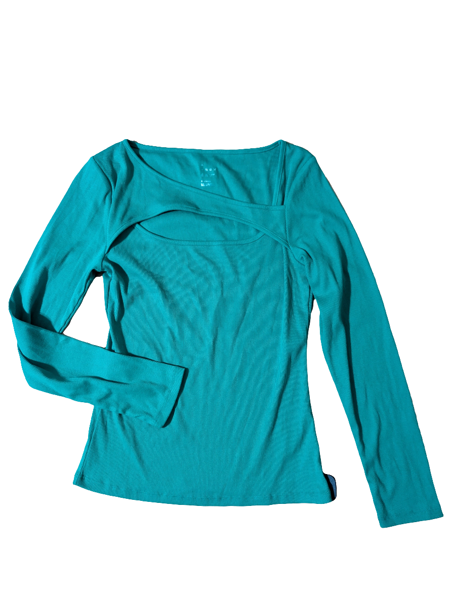 Top Long Sleeve By A New Day In Green, Size: Xs