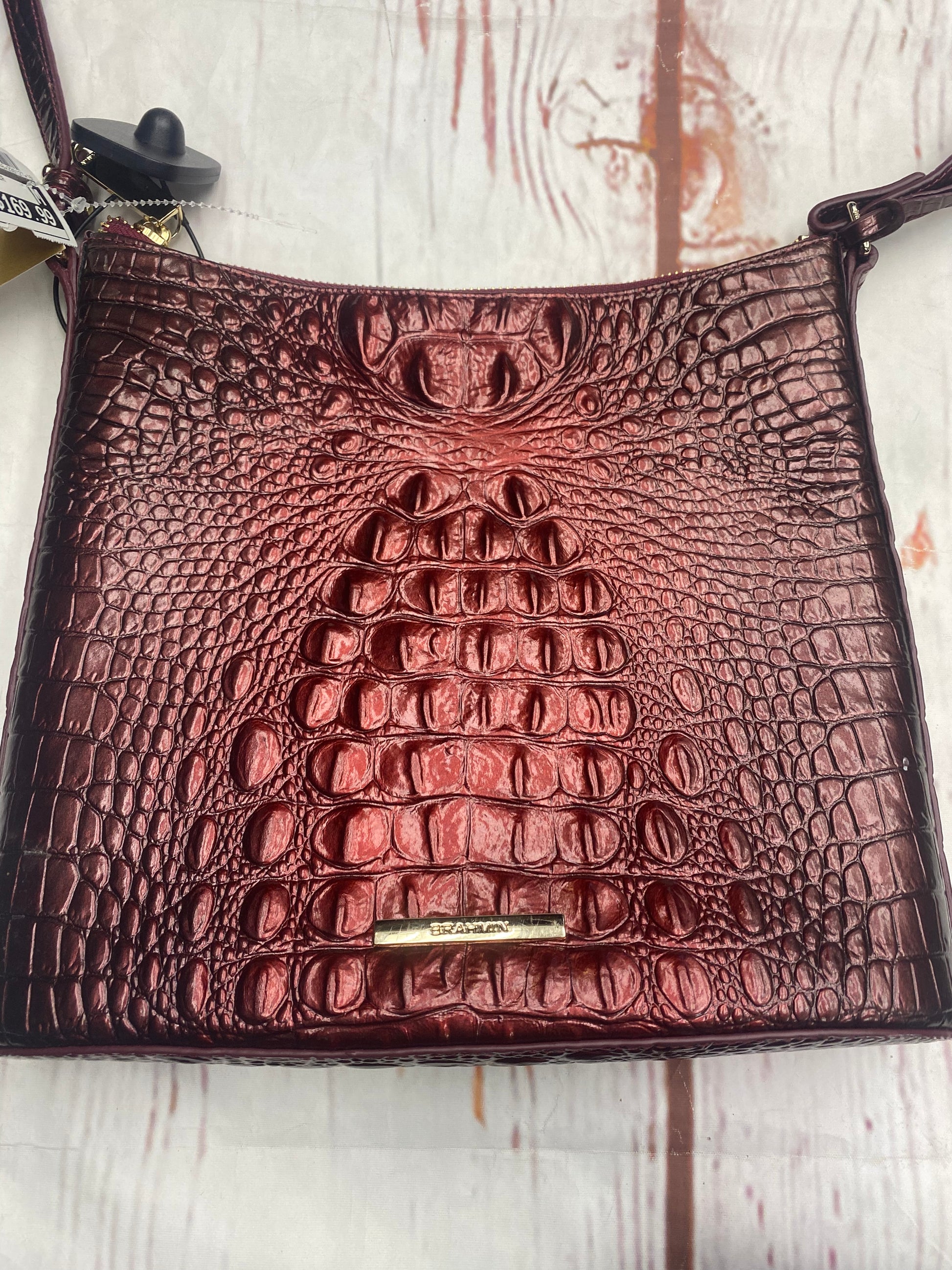 Brahmin Katie Croc Embossed Leather Crossbody Bag in Black